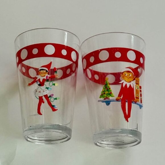 POTTERY BARN KIDS Elf On The Shelf boy &  girl tumbler glass - Picture 2 of 2